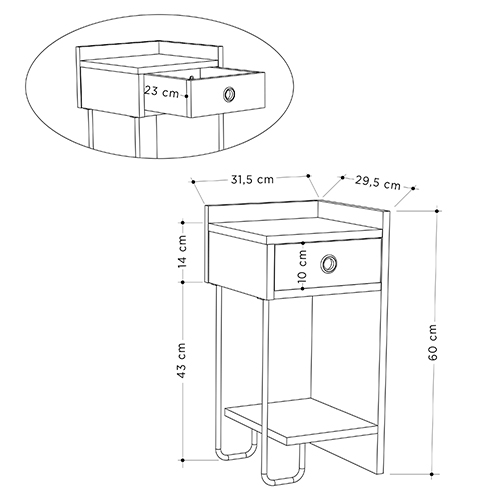 Прикроватная тумба белого цвета с ящиком и открытой полкой SIRIUS NIGHTSTAND RIGHT MODULE WHITE в Новосибирске