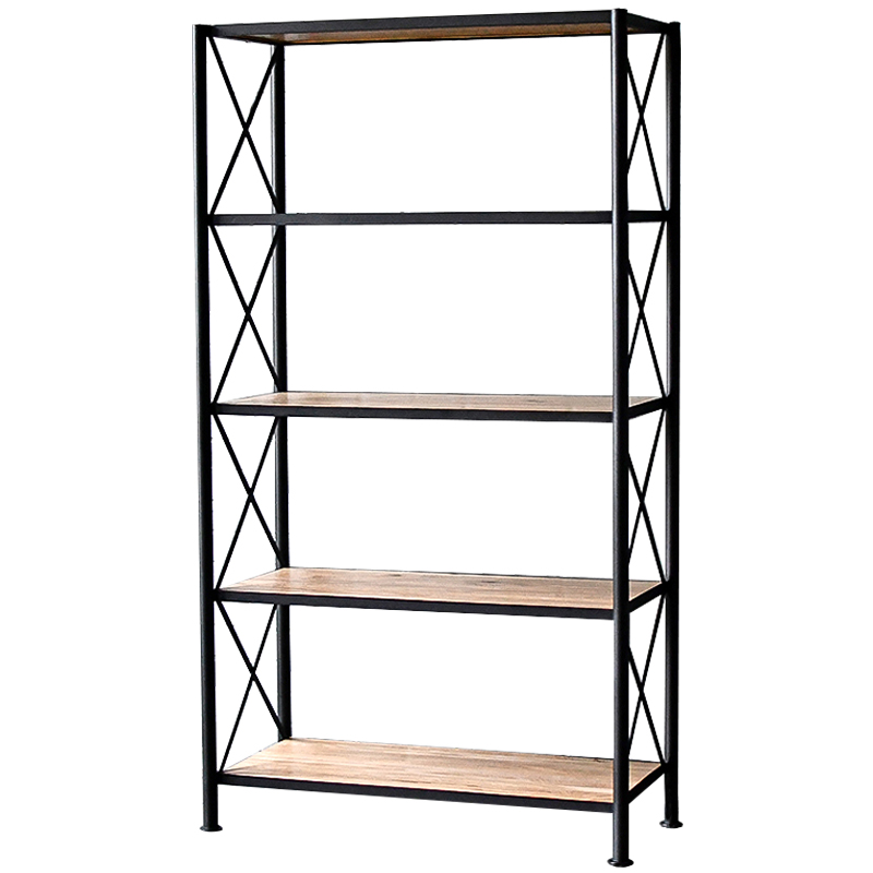 Стеллаж Buckley Industrial Metal Rust Rack Черный Древесина в Новосибирске | Loft Concept 