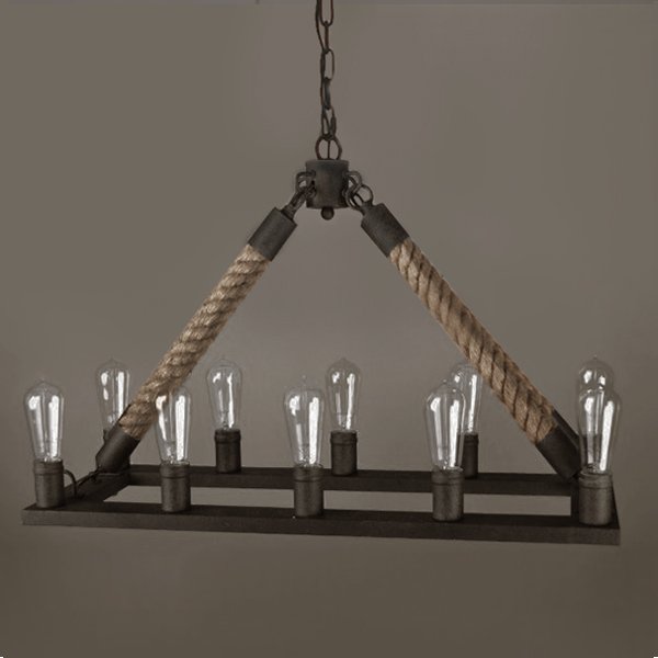 Люстра Square Mini 10 Loft Rope Light Коричневый в Новосибирске | Loft Concept 