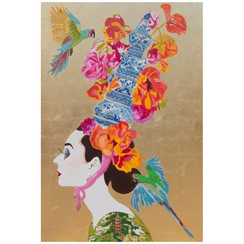 Картина “Audrey with Ming Pagoda Headdress and Parrots” Мульти в Новосибирске | Loft Concept 