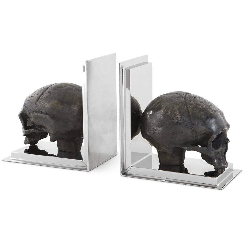 Держатель для книг Eichholtz Bookend Skull set of 2 Никель Винтажная латунь в Новосибирске | Loft Concept 