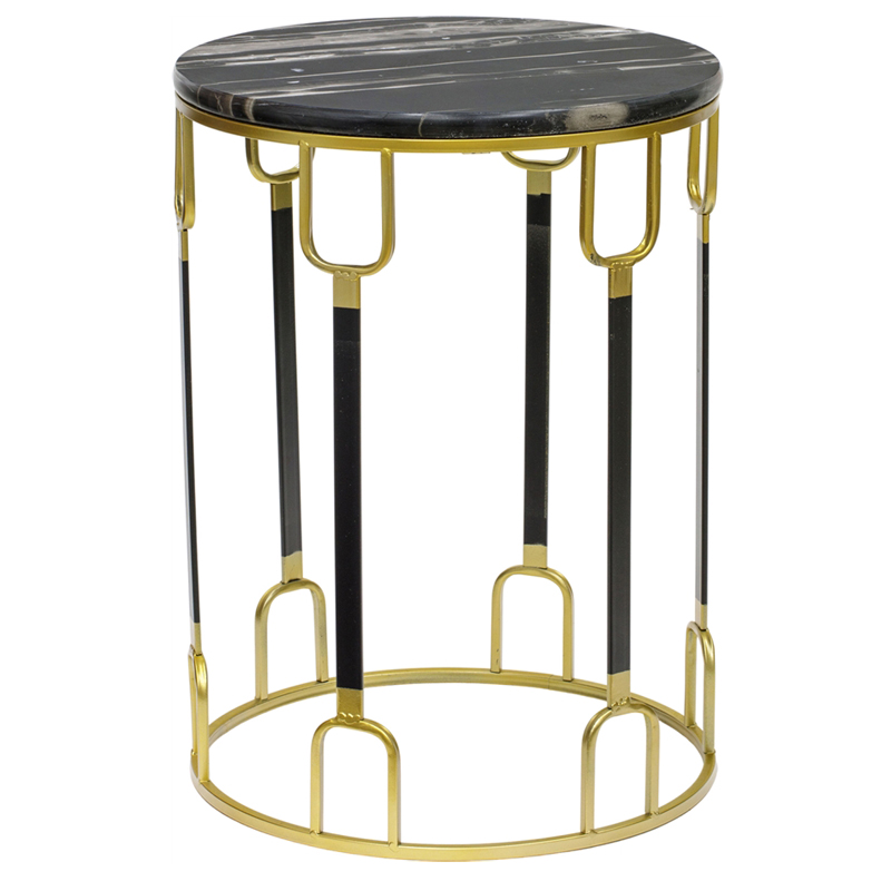 Приставной стол Dorius Side Table black marble high Латунь Черный Черный Мрамор Nero в Новосибирске | Loft Concept 