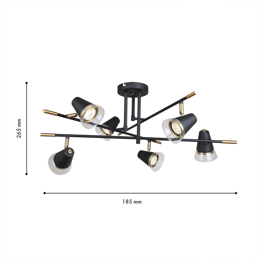 Потолочный светильник с конусообразными плафонами с контрастным сочетанием бронзы и глубоким черным цветом Aurika в Новосибирске