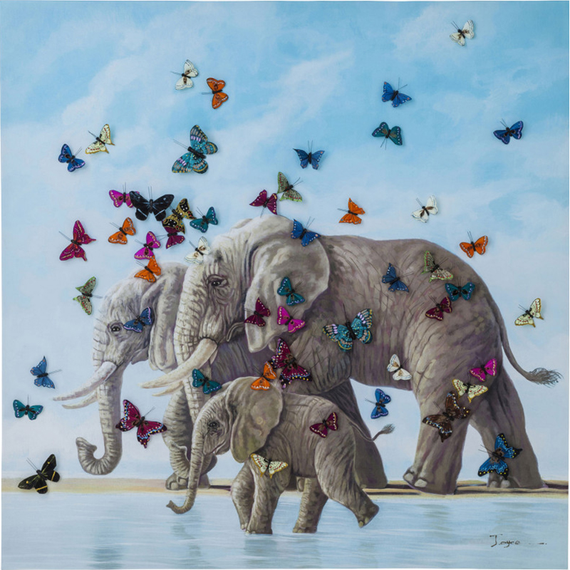 Картина Elephants with Butterflies painting  Мульти в Новосибирске | Loft Concept 