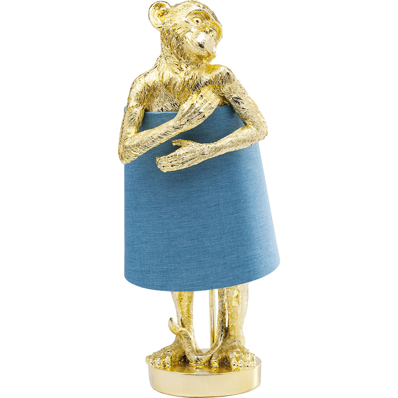 Настольная лампа Golden Monkey Hugging Lampshade Золотой Светло-синий в Новосибирске | Loft Concept 