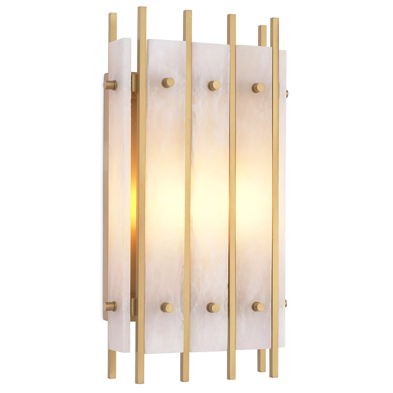 Бра Eichholtz Wall Lamp Sparks S Alabaster Латунь Бежевый Белый Мрамор Bianco в Новосибирске | Loft Concept 