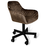 Стул с мягкой коричневой обивкой из велюра и подъемно-поворотным механизмом на черных колесиках Harper Brown варинант исполнения - 1 | Loft Concept в Новосибирске