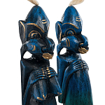 Комплект из 2-х деревянных статуэток Asmat Straw Headdress Statuettes Blue варинант исполнения - 9 | Loft Concept в Новосибирске