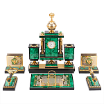 Настольный письменный набор из малахита и долерита с декором в виде герба России Leader Organizer варинант исполнения - 1 | Loft Concept в Новосибирске