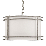 Подвесной светильник в виде барабана с тканевым абажуром и металлическим каркасом Warm Glow варинант исполнения - 3 | Loft Concept в Новосибирске