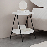 Стол приставной с 2-мя круглыми белыми столешницами ESSEL SIDE TABLE WHITE варинант исполнения - 7 | Loft Concept в Новосибирске