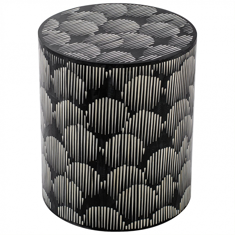 Табурет Black&white Indian Bone Inlay stool Черно-белый в Новосибирске | Loft Concept 