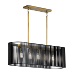 Люстра подвесная овальной формы с металлическим решетчатым абажуром матово-черного цвета и 5 лампами Kichler варинант исполнения - 2 | Loft Concept в Новосибирске