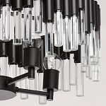 Люстра круглая из матового черного металла с подвесками из прозрачных стеклянных трубок Noir Tubes варинант исполнения - 5 | Loft Concept в Новосибирске