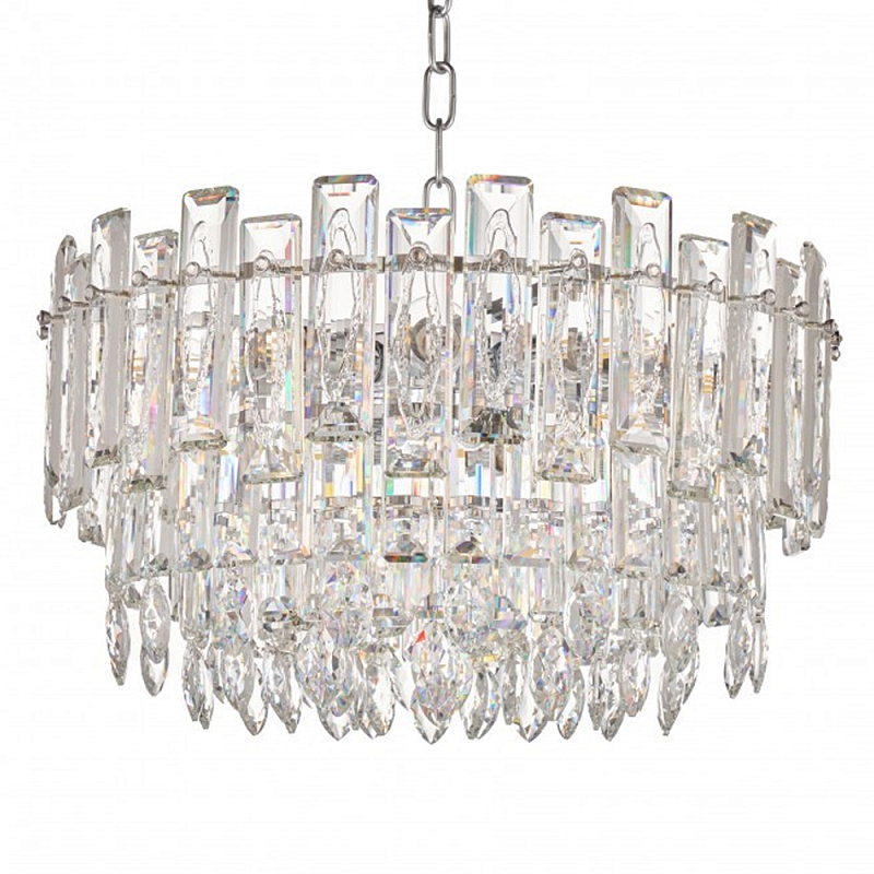 Круглая люстра с хрустальными подвесками на серебряном каркасе Gorgeous Crystal Light Хром Прозрачный Круглая люстра с хрустальными подвесками на серебряном каркасе Gorgeous Crystal Light Хром Прозрачный в Новосибирске | Loft Concept
