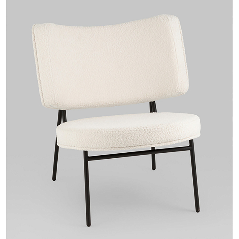 Мини-кресло District Lounge букле белый Белый Черный в Новосибирске | Loft Concept 