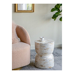 Приставной столик с мозаичным рисунком из раковин устриц Bone Inlay варинант исполнения - 6 | Loft Concept в Новосибирске