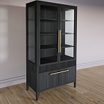 Витрина Primo со стеклянными фасадами и буфетом шпон Черный дуб варинант исполнения - 3 | Loft Concept в Новосибирске