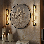 Бра вертикальное черного цвета с золотыми кругами и квадратами Gravyura варинант исполнения - 6 | Loft Concept в Новосибирске