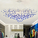 Люстра овальная с синими стеклянными подвесками в форме капель FAIRYTREE Light варинант исполнения - 4 | Loft Concept в Новосибирске