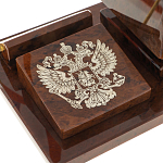 Настольный письменный набор с часами в виде пирамиды из природного камня обсидиана Pyramid of Time варинант исполнения - 3 | Loft Concept в Новосибирске