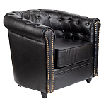 Кресло кожаное с мягкими подлокотниками на 4-х деревянных ножках Logan Leather Armchair black варинант исполнения - 1 | Loft Concept в Новосибирске