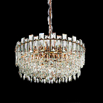 Круглая люстра с хрустальными подвесками на золотистом каркасе Gorgeous Crystal Light варинант исполнения - 6 | Loft Concept в Новосибирске