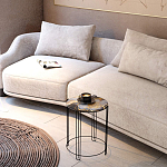 Стол журнальный круглый со столешницей из стекла Gold and Black Marble варинант исполнения - 5 | Loft Concept в Новосибирске