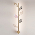 Бра с золотистой вертикальной трубкой и декоративными прозрачными листьями из стекла Sylva  варинант исполнения - 2 | Loft Concept в Новосибирске