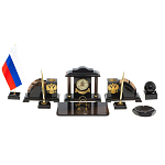 Настольный письменный набор с часами из природного камня обсидиана National Еmblem варинант исполнения - 1 | Loft Concept в Новосибирске