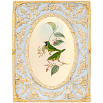 Декоративный постер с изображением птиц в раме с рельефным растительным узором Blooming Birds Poster варинант исполнения - 9 | Loft Concept в Новосибирске