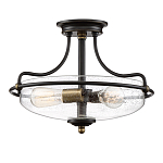 Потолочный светильник со стеклянным плафоном на изогнутых кронштейнах Quoizel  варинант исполнения - 15 | Loft Concept в Новосибирске