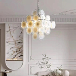 Люстра  с каскадом из круглых декоративных элементов  White Clear Glass Chandelier варинант исполнения - 3 | Loft Concept в Новосибирске