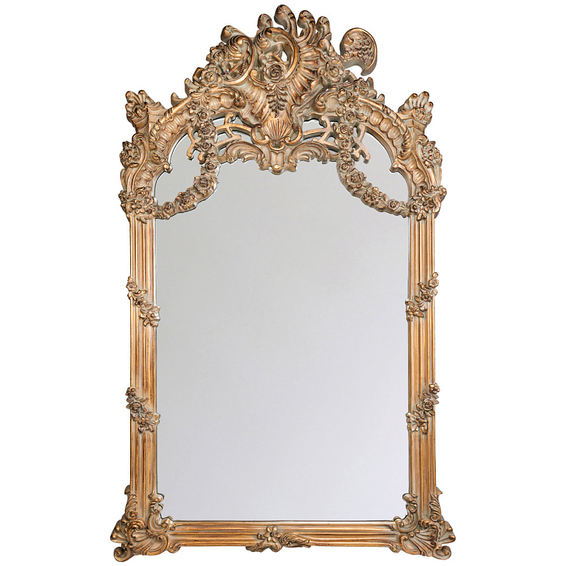 Зеркало настенное в ажурной раме с эффектом старины Classic Ornament Mirror Светло-коричневый  в Новосибирске | Loft Concept 