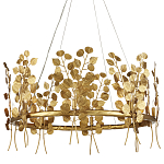 Люстра круглая золотая с декором в виде веток эвкалипта Eucalyptus Branches варинант исполнения - 1 | Loft Concept в Новосибирске