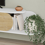 ТВ-тумба подвесная белая с полкой и откидной дверцей цвета древесины TONE TV STAND WHITE варинант исполнения - 4 | Loft Concept в Новосибирске