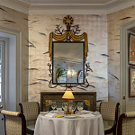 Обои ручная роспись Fishes Blue Pearl on Tarnished Silver gilded silk with pearlescent antiquing варинант исполнения - 6 | Loft Concept в Новосибирске