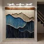 Текстильный Арт-объект на стену ручной работы из веревок Blue Mountains варинант исполнения - 2 | Loft Concept в Новосибирске