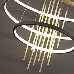 Люстра подвесная с 3-мя круглыми подвесами в черном и золотистом цвете и вертикальными подвесками Ring Horizontal варинант исполнения - 3 | Loft Concept в Новосибирске