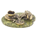 Подсвечник из бронзы и натурального камня змеевик Stone Candlestick варинант исполнения - 1 | Loft Concept в Новосибирске