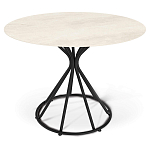 Стол обеденный с круглой керамической столешницей песчаного цвета Sand Ceramics варинант исполнения - 1 | Loft Concept в Новосибирске