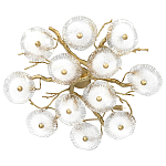 Потолочная люстра круглая ветвистыми бронзовыми элементами и стеклянными рифлеными дисками Textured Glass Chandelier варинант исполнения - 1 | Loft Concept в Новосибирске