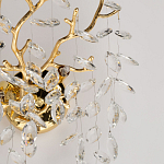 Бра золотого цвета с декоративными ветвями и прозрачными подвесками в форме листьев Droplet Chandelier варинант исполнения - 6 | Loft Concept в Новосибирске