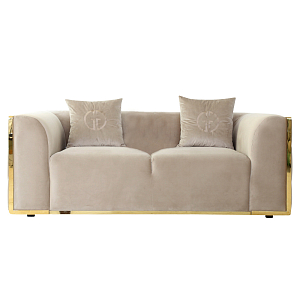 Диван двухместный  бежевый с золотым каркасом Bertrude