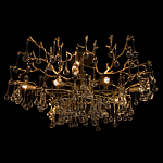 Потолочная люстра в виде ветвей деревьев золотого цвета с прозрачными подвесками-каплями Droplet Chandelier варинант исполнения - 4 | Loft Concept в Новосибирске