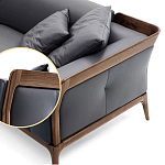 Диван двухместный c каркасом из массива дерева Double Sofa Made of Walnut Wood варинант исполнения - 2 | Loft Concept в Новосибирске