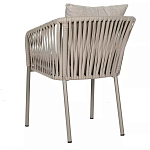 Стул серо-бежевый с декоративным плетением на спинке и подлокотниках Chair Weave варинант исполнения - 5 | Loft Concept в Новосибирске