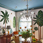 Обои с вышивкой ручной работы Mughal Trees Original colourway on linen варинант исполнения - 6 | Loft Concept в Новосибирске