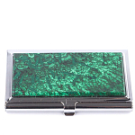 Визитница карманная металлическая с накладкой из натурального камня Малахит Stone Business Card Holders  варинант исполнения - 1 | Loft Concept в Новосибирске