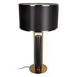 Настольная лампа с чёрным тканевым абажуром и металлическим корпусом золотого цвета Golden Arc варинант исполнения - 2 | Loft Concept в Новосибирске